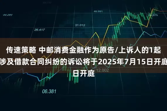 传速策略 中邮消费金融作为原告/上诉人的1起涉及借款合同纠纷的诉讼将于2025年7月15日开庭
